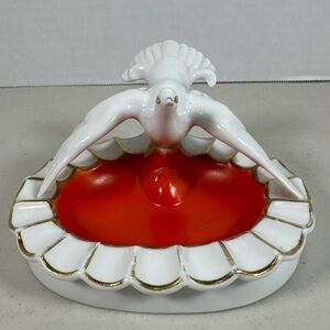 VTG Made In Japan Dove With Orang And Gold Ashtray Trinket Dish Porcelain 5 Inch